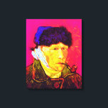 Toile Vincent Van Gogh - Autoportrait Bandage Pop Art<br><div class="desc">Huile sur toile de 1889, cet autoportrait montrant l'oreille bandée de Van Gogh et les yeux profondément tristes, a été peint un mois après sa rupture en décembre 1888 quand il a coupé son propre lobe d'oreille avec un rasoir suite à une dispute avec son voisin, Paul Gauguin. Contrairement à...</div>