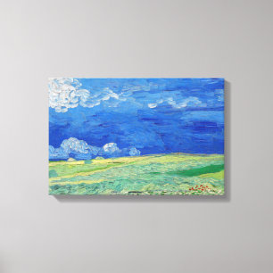 Toile Vincent van Gogh - Champs de blé sous des nuages o