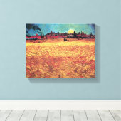 Toile Vincent Van Gogh - Coucher De Soleil Sur Les Champ (Insitu (Plancher de Bois))