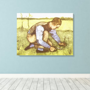 Toile Vincent van Gogh - Garçon coupant de l'herbe à la