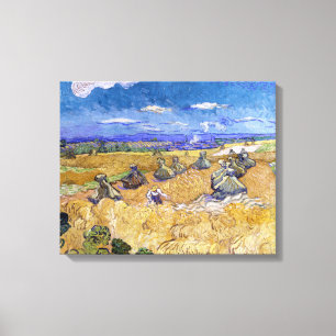 Toile Vincent van Gogh - Meules de blé avec des faucheur