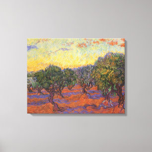 Toile Vincent van Gogh - Oliveraie, ciel orange