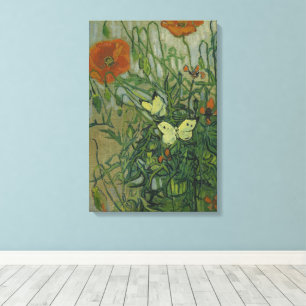 Toile Vincent van Gogh - Papillons et Pavots