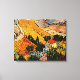 Toile Vincent van Gogh - Paysage, Maison et Laboureur