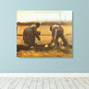 Toile Vincent van Gogh - Paysans plantant des pommes de 