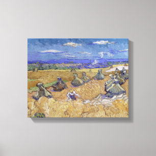 Toile Vincent van Gogh - Pile de blé avec faucheuse