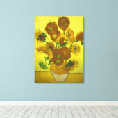 Toile Vincent van Gogh - Vase 12 Tournesols (Insitu (Plancher de Bois))