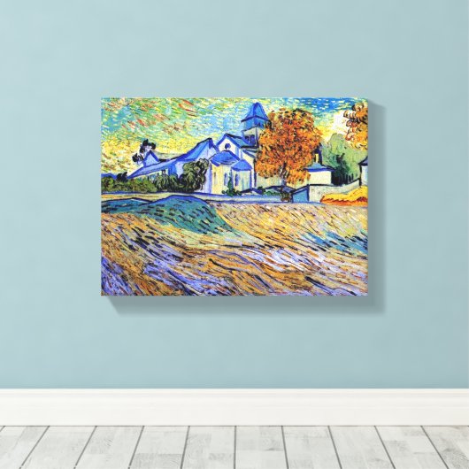 Toile Vincent Van Gogh - Vue sur l'asile et la chapelle (Insitu (Plancher de Bois))