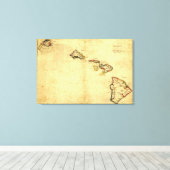 Toile Vintage 1837 Hawaii Map - Hawaiian (Insitu (Plancher de Bois))