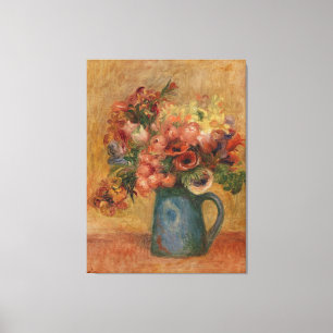 Toile Vintage Auguste Renoir Vase rose jaune de fleurs