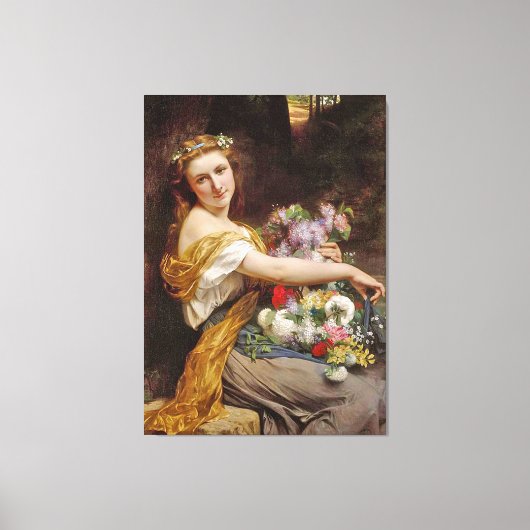 Toile Vintage belle fille vendeuse de fleurs (Recto)