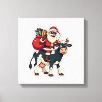 Vintage Bigfoot Père Noël à cheval sur une vache N