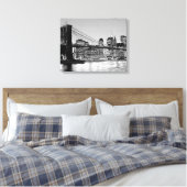 Toile Vintage Black & White Brooklyn Bridge (Insitu(Chambre))