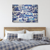 Toile Vintage Blue Christmas Village (Insitu(Chambre))
