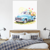 Toile Vintage Blue Truck with Easter Eggs & Tulips (Insitu(Chambre))