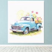Toile Vintage Blue Truck with Easter Eggs & Tulips (Insitu (Plancher de Bois))