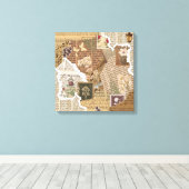 Toile Vintage Botanical Scrapbook Collage Antique Wall  (Insitu (Plancher de Bois))