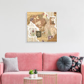 Toile Vintage Botanical Scrapbook Collage Antique Wall  (Insitu(Salon))