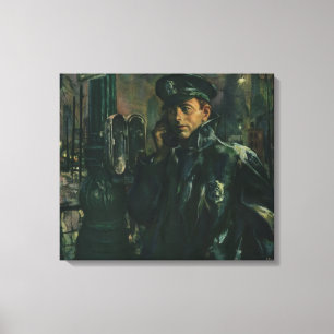 Toile Vintage Business, policier sur téléphone d'urgence