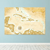 Toile Vintage Caribbean Map (Insitu (Plancher de Bois))