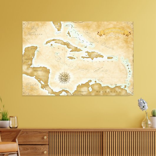 Toile Vintage Caribbean Map (Insitu(Salon))