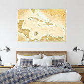 Toile Vintage Caribbean Map (Insitu(Chambre))