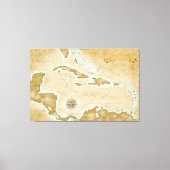Toile Vintage Caribbean Map (Recto)