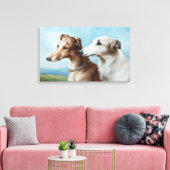 Toile Vintage Carl Reichert Deux Greyhounds (Insitu(Salon))