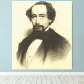 Toile Vintage Charles Dickens Portrait (Insitu (Plancher de Bois))