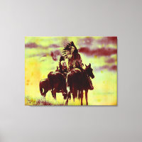 Vintage Cheyenne Warriors Enveloppé Canvas Imprime