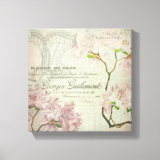 Toile Vintage Chic français Script Fleurs de Chabby Cors