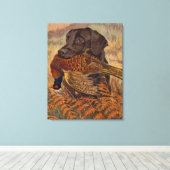 Toile Vintage Chocolate Lab Hunting (Insitu (Plancher de Bois))