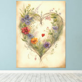 Toile Vintage coeur floral (Insitu (Plancher de Bois))