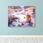 Toile Vintage Cowboy, Panning Gold, Wyoming par Leigh (Insitu (Plancher de Bois))