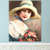 Toile Vintage Dame Avec Bouquet De Roses (Insitu (Plancher de Bois))