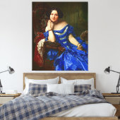 Toile Vintage Dame Élégante En Robe Bleue (Insitu(Chambre))