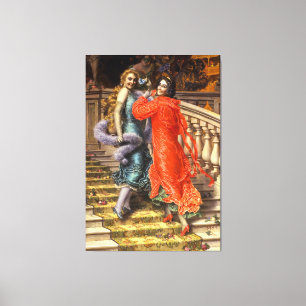 Toile Vintage Dames En Gris Orange Dans Le Théâtre