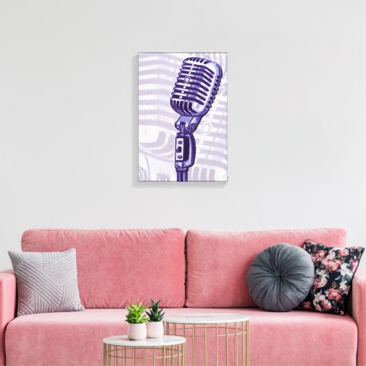 Toile Vintage de microphone violet (Insitu(Salon))