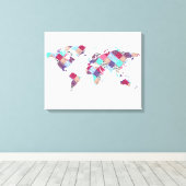 Toile Vintage Ethnic World Map (Insitu (Plancher de Bois))