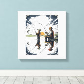 Toile Vintage Father and Child Fishing Engraving Shirt D (Insitu (Plancher de Bois))