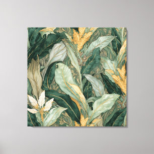 Toile Vintage, feuilles tropicales aquarelle, botanique