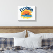 Toile Vintage Florida Retro Tee Design Sunshine (Insitu(Chambre))