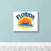 Toile Vintage Florida Retro Tee Design Sunshine (Insitu (Plancher de Bois))