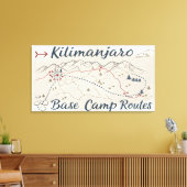 Toile Vintage Kilimanjaro Trek Routes Map Wall Art (Insitu(Salon))