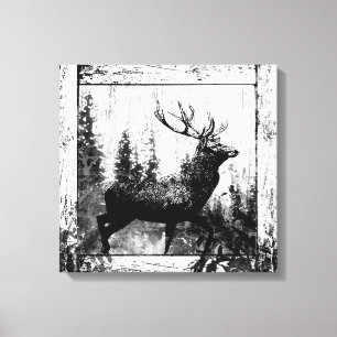 Toile Vintage look Stade en noir et blanc, Animal de cer