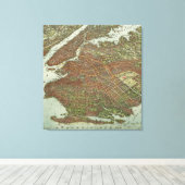 Toile Vintage Map of Brooklyn (Insitu (Plancher de Bois))