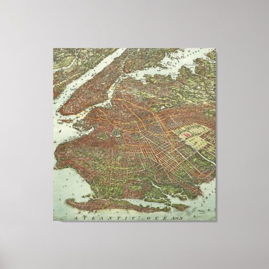 Toile Vintage Map of Brooklyn (Recto)