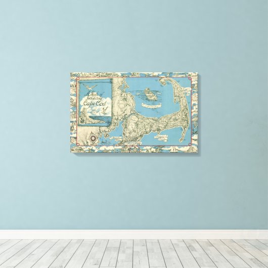 Toile Vintage Map of Cape Cod (Insitu (Plancher de Bois))