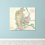 Toile Vintage Map of Denmark (Insitu (Plancher de Bois))