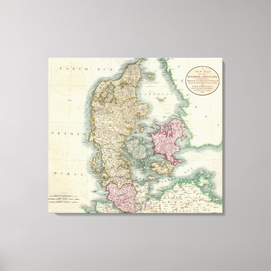 Toile Vintage Map of Denmark (Recto)